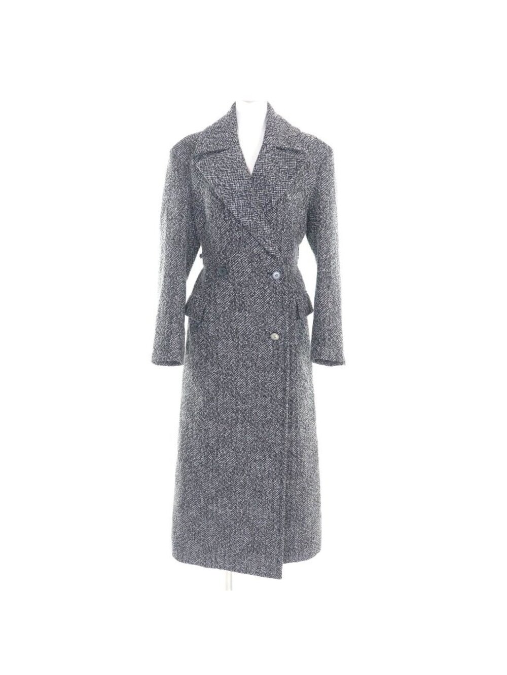 Celine 2 Phoebe Philo Era Double Breasted Tweed Long Coat Gray 34